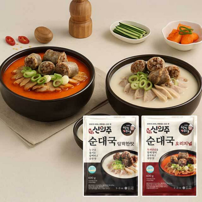 신의주 찹쌀 순대국 오리지널 600g x 4팩, 4개