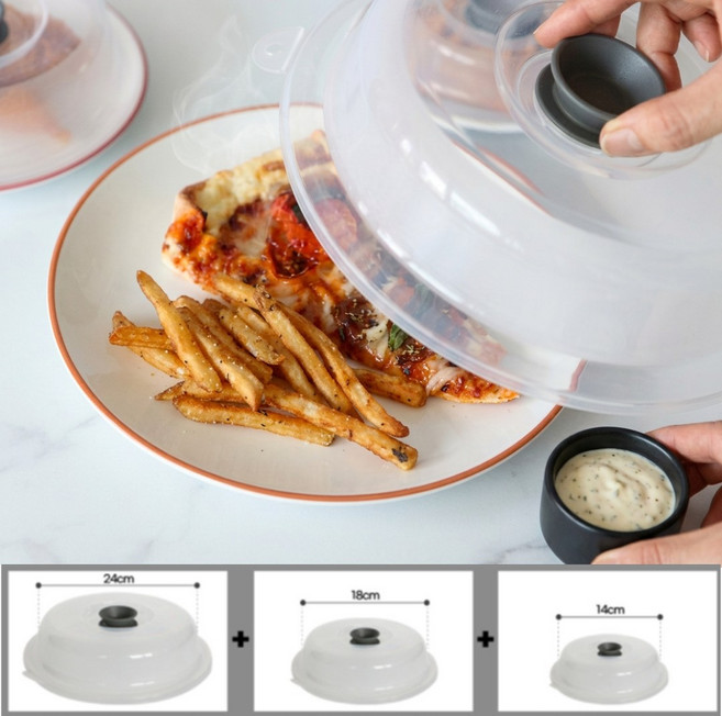 비스말 전자레인지 촉촉 푸드 커버 3종 세트, 1박스, 그레이