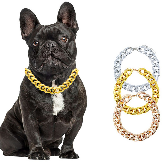 이레오몰 애완동물용 가짜 금목걸이 소품 플라스틱 L-0020, 1개, 리치골드