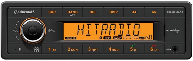 [베어몰] VDO 컨티넨탈 TR7412UB-OR 12V 라디오 오렌지 디스플레이 블루투스 번들(AC111 포함), VDO 대륙식 TR7412UB-OR 유럽 스타일 12v, 1개