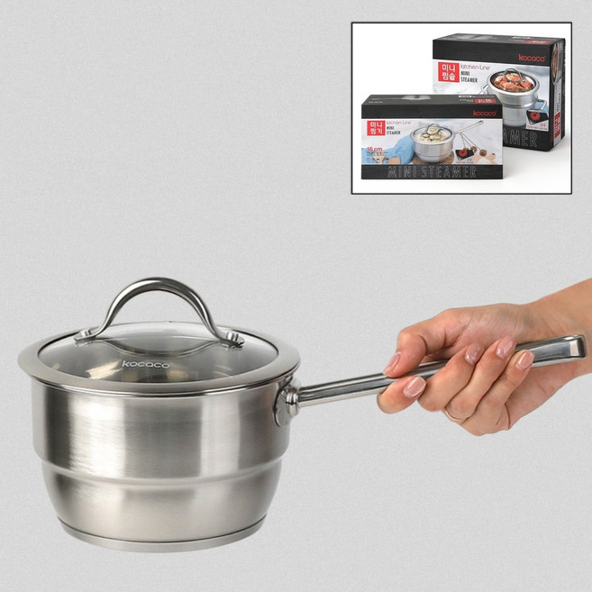 인덕션라면냄비 스텐편수찜냄비 1인용 만두찜기 계란삶기 이유식 집들이선물 16 18cm, 1개