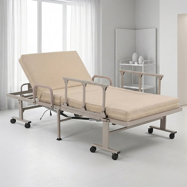 라꾸라꾸침대1인용 접이식 전동침대 효침대 013에어폴리머 슈퍼싱글 온열매트사용가능, beige