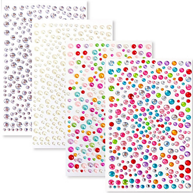 동화다 보석 진주 큐빅 장식 스티커, 1세트, 혼합
