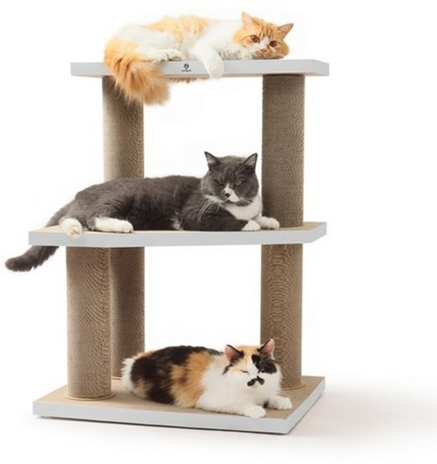 팡팟 고양이 스크래처 3단 캣타워, WHITE, 1개