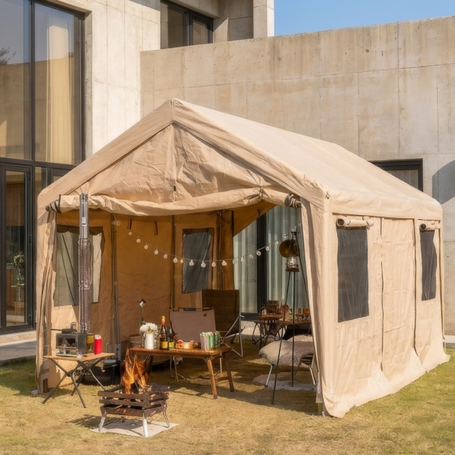 세모천막 대형 차량용 캐노피 천막 주차장 차고지 코스트코 천막 3x6, 베이지