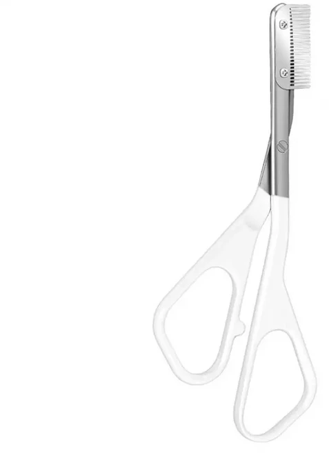 빗이 달린 눈썹 정리 가위 스테인리스 논슬립 정밀 눈썹 트리머 눈썹 제거 그루밍 도구, 04 White, 1