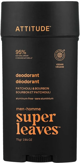 ATTITUDE 슈퍼 리브스™ 알루미늄 무첨가 데오도란트 남성용 패출리 & 버번 향 75g ATT-11743 - 쿠팡