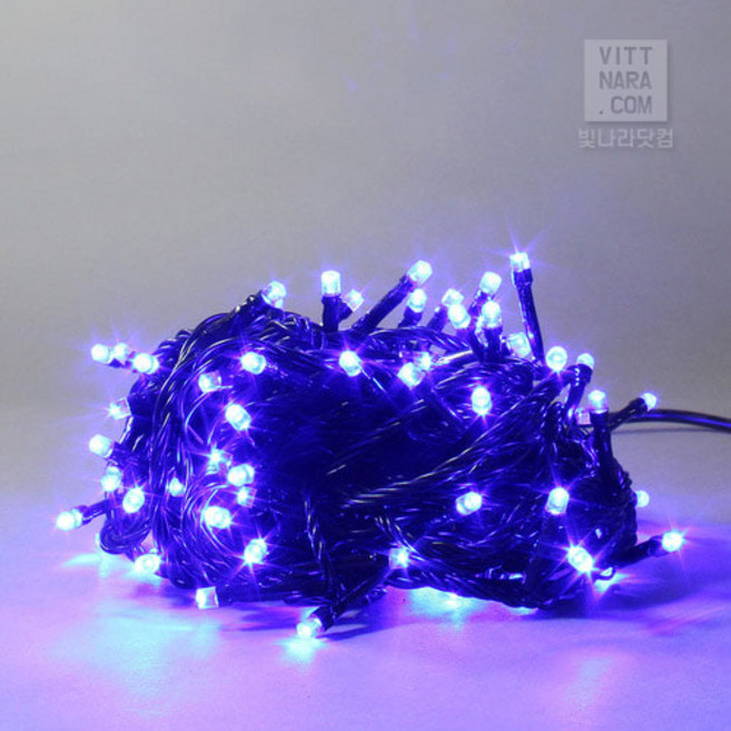 크리스마스 트리전구 검정선 100구 + 전원코드 세트, 1세트, 청색100구 + 전원코드