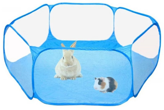 작은 소형 애완동물 울타리 놀이터 반려동물 간이 펜스 토끼 햄스터 기니피그, 블루, 1개