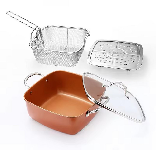 CAMMEX 方形平底鍋 多功能不沾鍋設計 導熱均勻, 1個, Double Handle雙耳24Cm