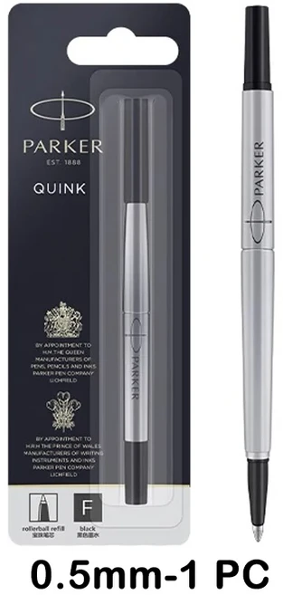 표준 40/1피스 PARKER 11cm 0.5/0.7mm 블랙 메탈 리필 롤러 볼펜 비즈니스 볼펜 리필 사무실 학교 공급 문구, [01] 1 PC 0.5mm Refill