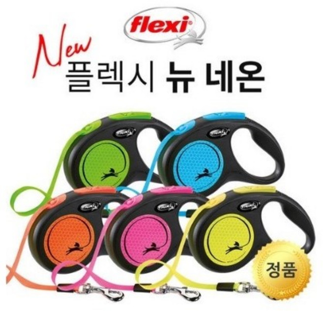 플렉시 반려동물 뉴네온 자동목줄, 그린, 1개