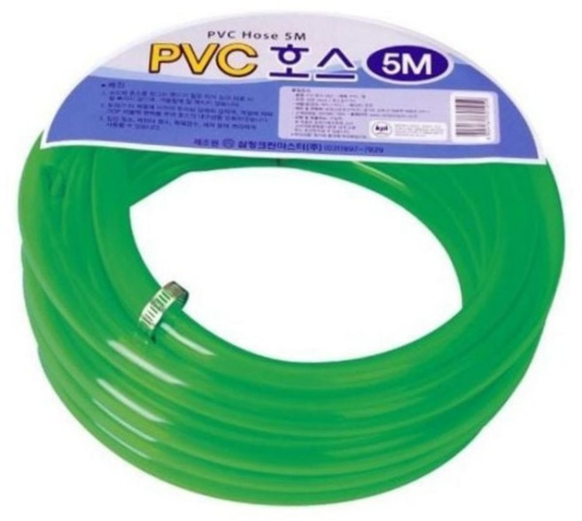다용도 pvc 투명 물호스 5m 세차 원예 청소 급수관 조임밴드 포함 청소용호스 수도호스