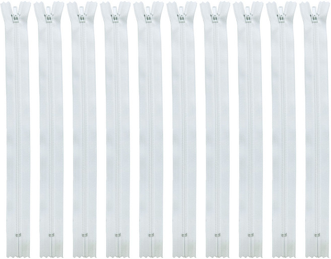 22cm 양면지퍼 8.6인치 바지지퍼 일반지퍼 칼라지퍼, 10개, 화이트