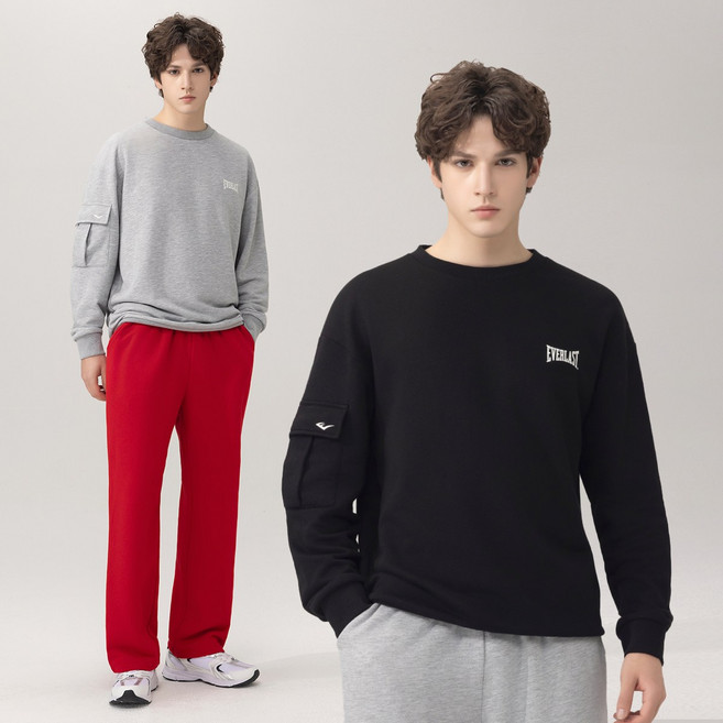 에버라스트 남자 미니쭈리 런닝복 세트 카고 맨투맨 + 일자팬츠