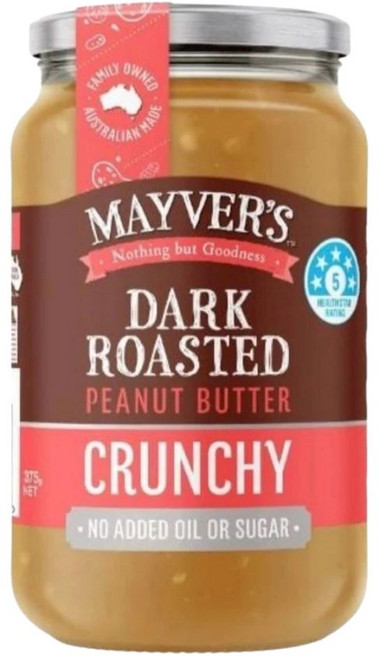 MAYVER'S 顆粒花生醬 375公克 黑暗烘烤 無添加油或糖, 375g, 1個