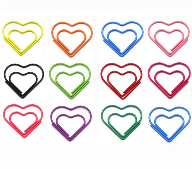 귀여운 캐릭터 모양 디자인클립 30개 페이퍼 하트클립