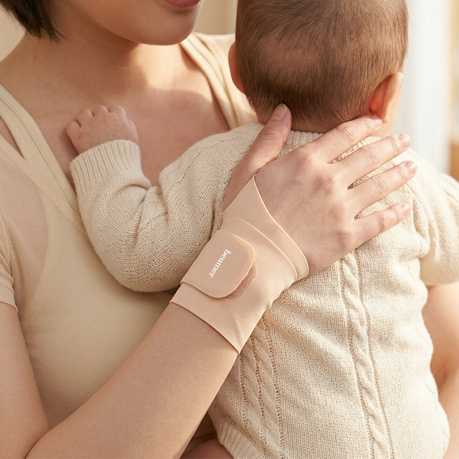 [물리치료사 자문개발] 브메르 편안한 인체공학 손목 보호대 심리스, 1개, 베이지