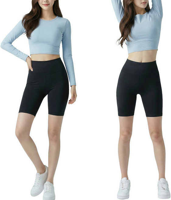 알피션 5부 레깅스 1+1 하이웨스트 요가 필라테스 힙업 반바지