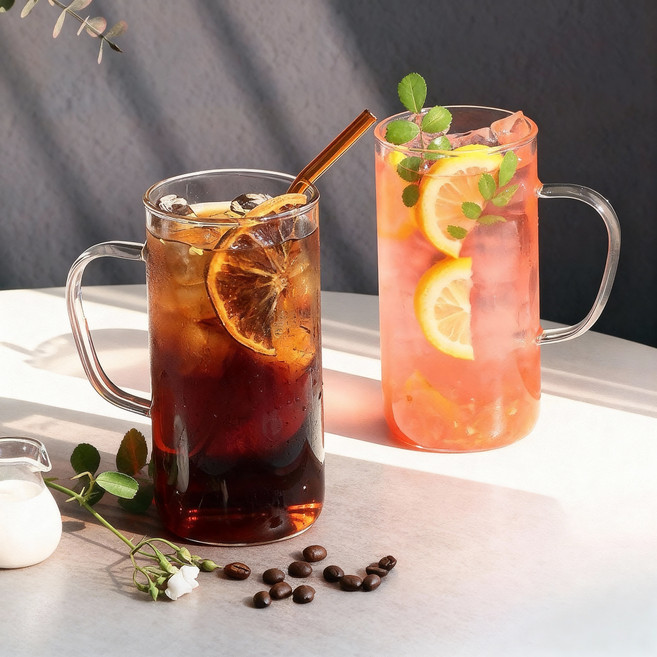 Bestra 홈카페 내열유리 머그컵 700ml, 투명, 2개