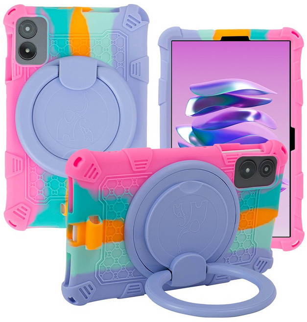 스냅케이스 ALLDOCUBE iplay 70 mini Pro / Turbo 호환 케이스 실리콘 회전 서클 거치대, 레인보우핑크, 1개