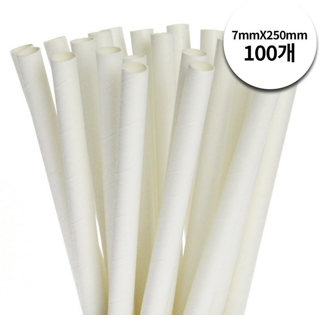 종이빨대 1OO개 (로봇솜사탕용 냉음료용) 7mmx250mm, 1개, 100개입