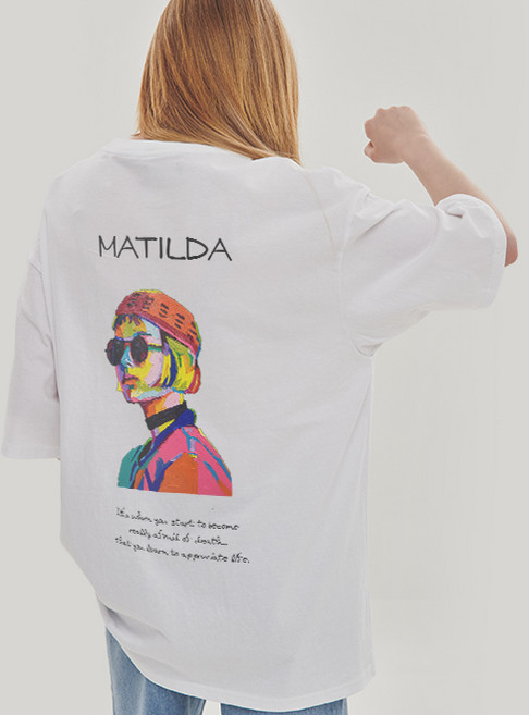 OHP 작품을 입는다. 남녀공용 세미오버 티셔츠 커플룩 오버핏 루즈핏 원헌드레드퍼센트 여름 반팔티