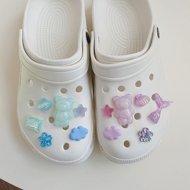 6P 12P 반짝반짝 곰 신발 파츠 세트