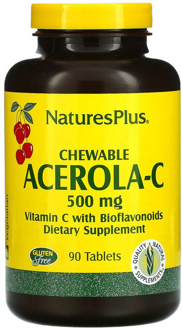 네이처스플러스 츄어블 아세롤라-C 500mg 타블렛 글루텐 프리, 1개, 90정