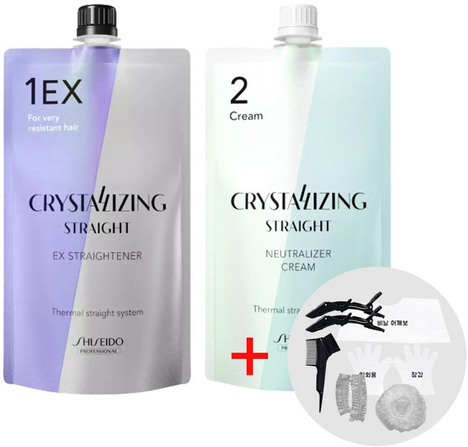 시세이도 프로페셔널 크리스탈라이징 스트레이트 크림 매직약 1EX(강한곱슬)+중화제(크림타입) 각 400g, 1개