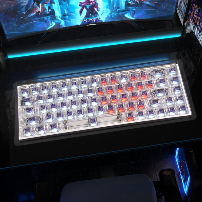 ATING DUNE V2 冰川藍透光鍵帽 適用磁軸機械鍵盤 RGB 透明替換鍵帽, 1個, 冰 川 白 P C 鍵 帽不 含 鍵 盤