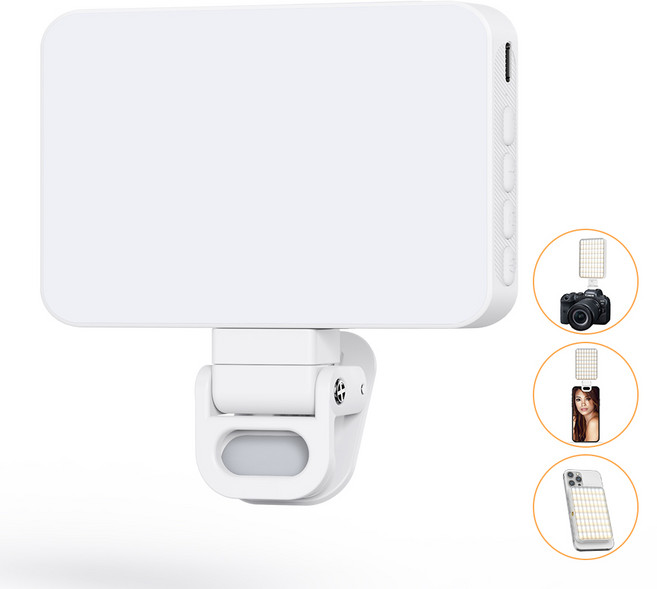 휴대용 LED 촬영 조명 스마트폰 유튜브 라이브 방송 셀카 노트북 카메라 촬영 조명, 1개, 흰색