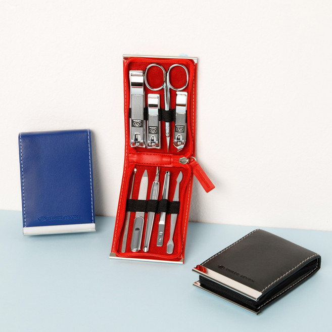 777 쓰리세븐 손톱깎이세트 1970 튐방지 발톱깎이 사선 정밀 커팅 휴대용 손톱정리 네일케어도구 휴대용 기내용 판촉 답례품, 실버, 블랙, 1개