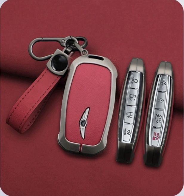 제니로이드 제네시스 호환 GV80 G80 GV70 G70 고급형 키 케이스, 와인 레드