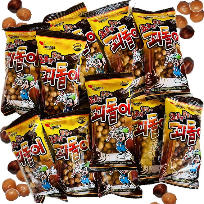 ANYTHING 봄맞이과자 사이즈 업 꾀돌이 초코볼 과자박스, 40개, 40g