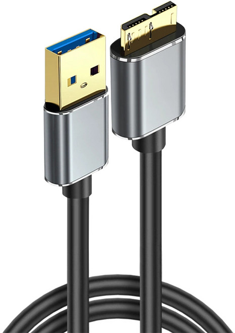 USB A to 마이크로 B 3.0 외장하드 고속 케이블, 1개, 그레이, 1m