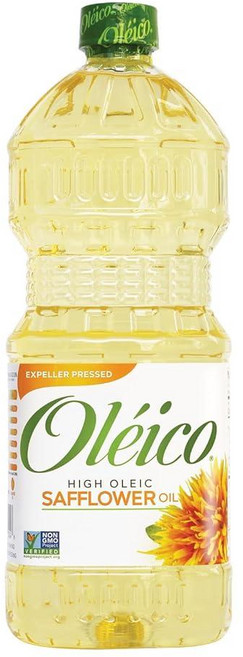 Oleico - 고올레산 GMO 프리 인증 코셔 인증 익스펠러 프레스 고온 안정성 잇꽃 오일 955.2ml(33온스) 병, 1개