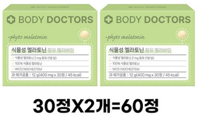 바디닥터스 식물성 멜라토닌 함유 멜라바인 12g, 1개, 60정 - 쿠팡
