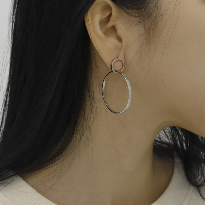 띠또샵 더블 빅링 드롭 귀걸이 서클 롱 귀걸이