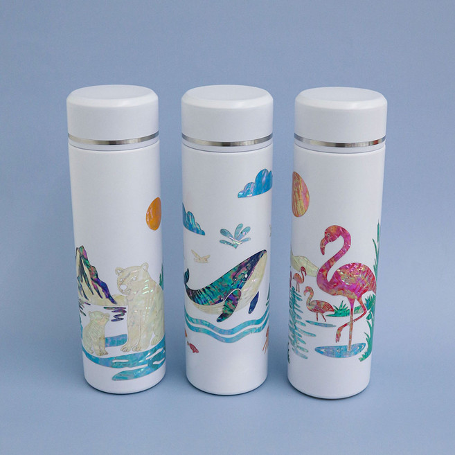 멸종위기의 빛 자개텀블러 500ml 스텐텀블러, 1개, 홍학