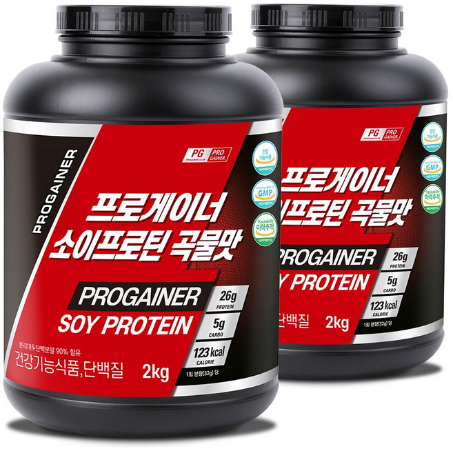 프로게이너 소이프로틴 곡물맛 분리대두단백질 프로틴쉐이크, 2kg, 2개
