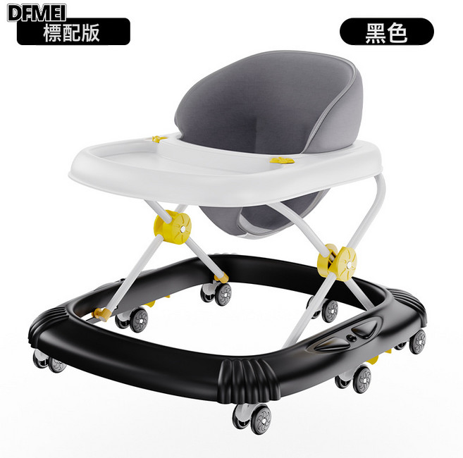 DFMEI 嬰幼兒寶寶bb學步車防o型腿6到18個月多功能可摺疊助步車, 1個, 基礎款-黑色(XCO11):參考詳情