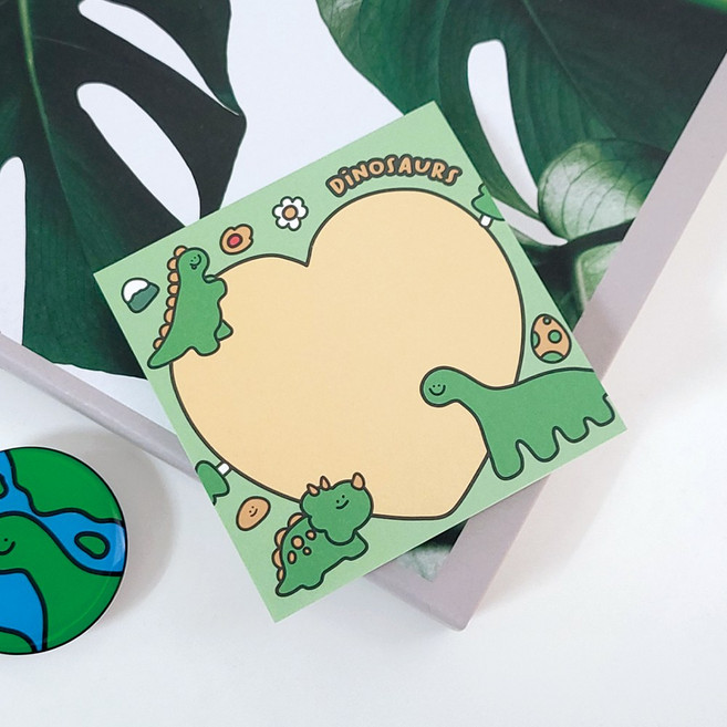 공룡 떡메모지 정사각형 점착메모지 필사 필기 다꾸용품 스티커 사무용품, 공룡떡메모지