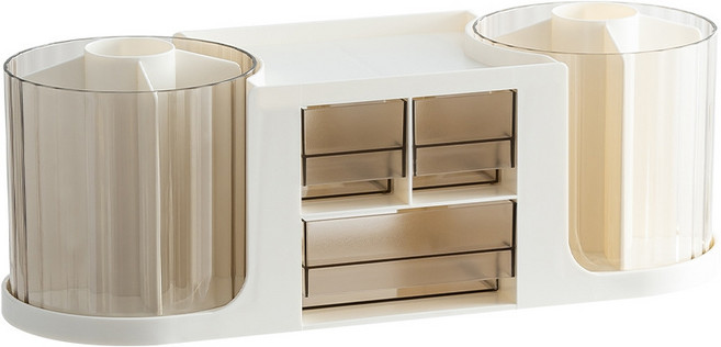 대용량 멀티 양방향 회전 펜꽂이 책상 수납 정리함, 블루