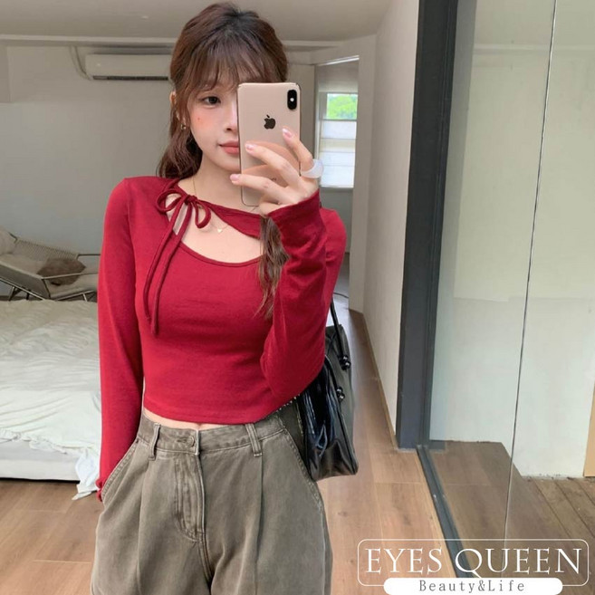 EYES QUEEN 削肩領長袖上衣