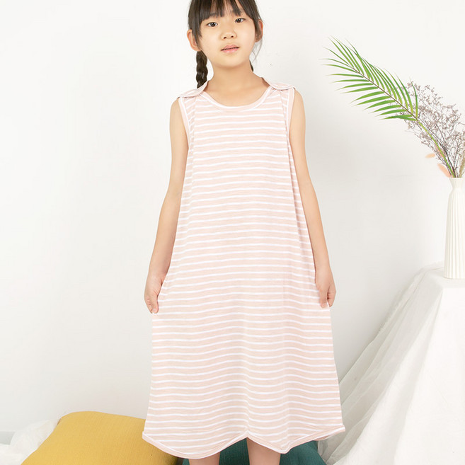 꾸미 국내산 슬라브 면소재 초등 주니어 여름수면조끼 아동수면조끼