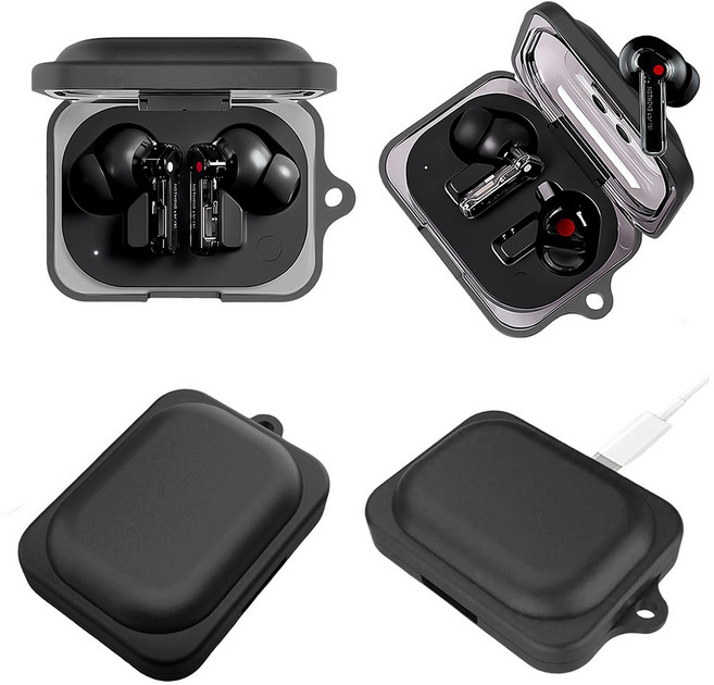 투명 이어폰 케이스 Nothing Ear a 충격 방지 보호 키체인 헤드폰 박스 스킨 커버, Black, 1개