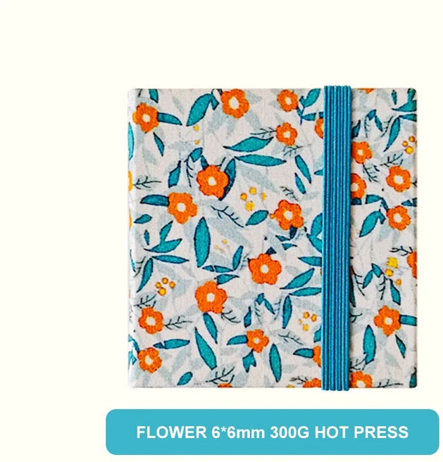 SeamiArt 미니 드로잉 노트북 스케치 북 수채화 그림용 색칠하기 300GSM 용지 20 매 6x6cm, 01 Flower