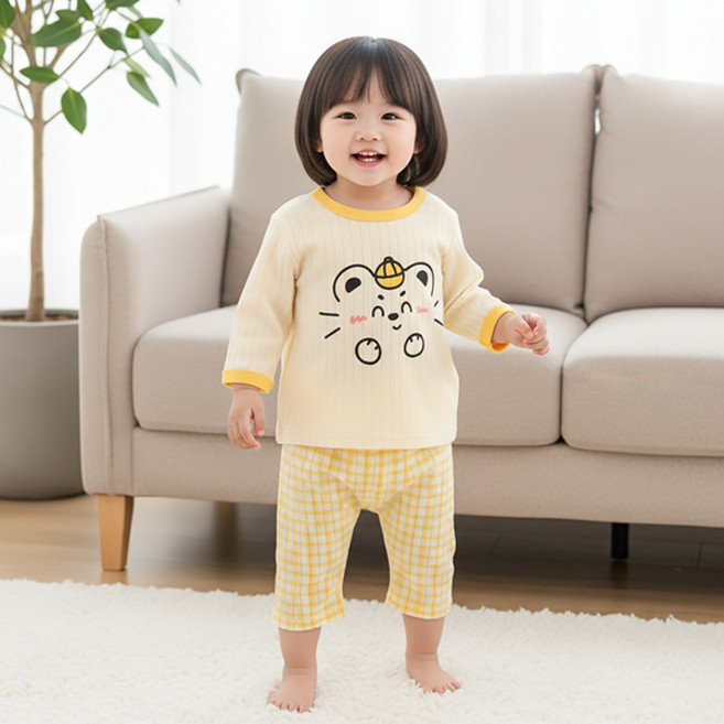 몽실이 컬러풀 애니멀 순면 7부 실내복 베어 호랑이 귀여운 여아 남아 홈웨어 상하세트