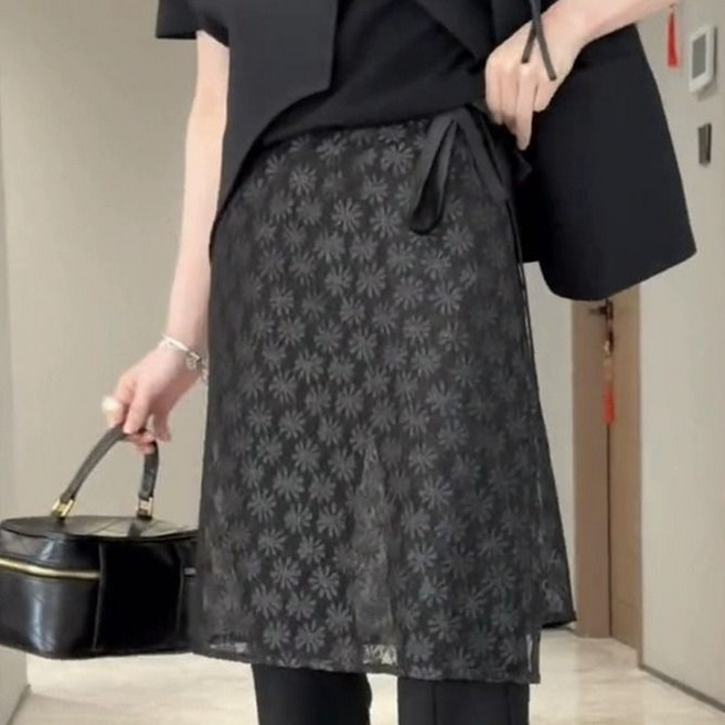 여성 랩 스커트 레이어드 스커트 빈티지 레이스 a라인 힙가리개 패션 여자 엉덩이 가리개 CJJ